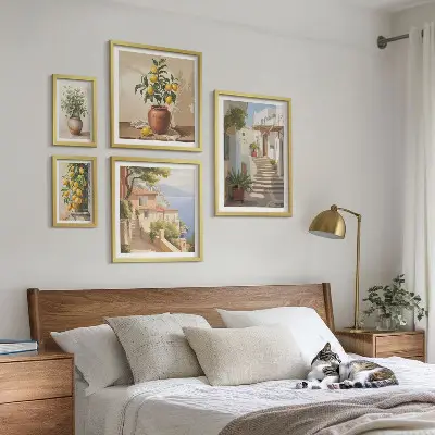 Set of 5 wall art pieces Stylish interior street plants