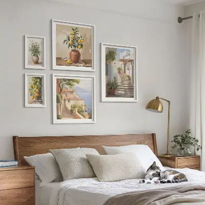 Set of 5 wall art pieces Stylish interior street plants
