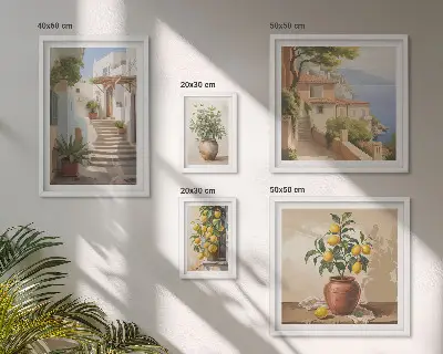 Set of 5 wall art pieces Stylish interior street plants