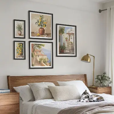 Set of 5 wall art pieces Stylish interior street plants