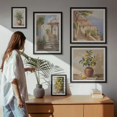 Set of 5 wall art pieces Stylish interior street plants