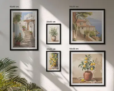 Set of 5 wall art pieces Stylish interior street plants