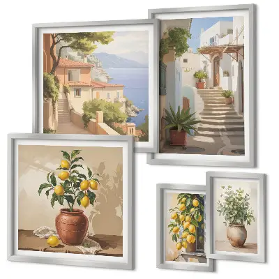 Set of 5 wall art pieces Stylish interior street plants