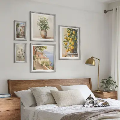 Gallery wall Citrus accents Mediterranean style