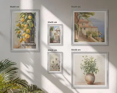 Gallery wall Citrus accents Mediterranean style