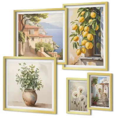 Gallery wall Citrus accents Mediterranean style