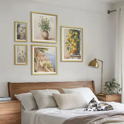 Gallery wall Citrus accents Mediterranean style