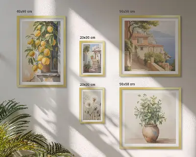Gallery wall Citrus accents Mediterranean style