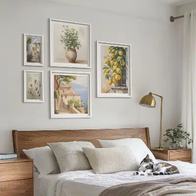Gallery wall Citrus accents Mediterranean style
