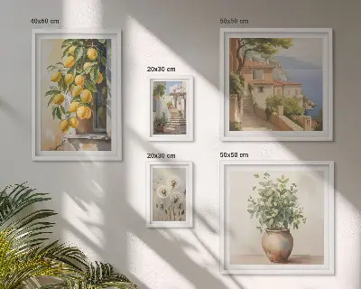 Gallery wall Citrus accents Mediterranean style