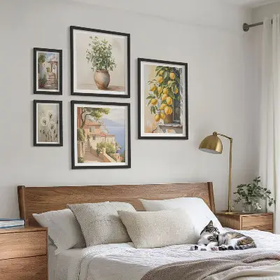 Gallery wall Citrus accents Mediterranean style