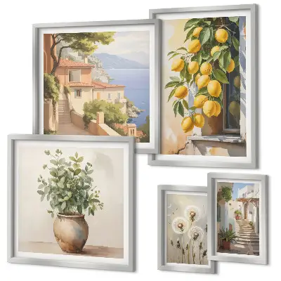 Gallery wall Citrus accents Mediterranean style