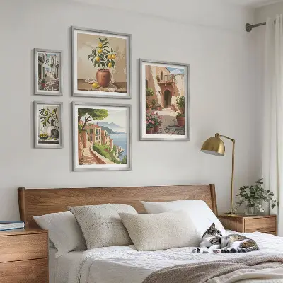 Framed photo set Streets flowers Mediterranean style