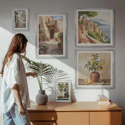 Framed photo set Streets flowers Mediterranean style