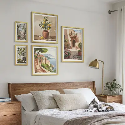 Framed photo set Streets flowers Mediterranean style