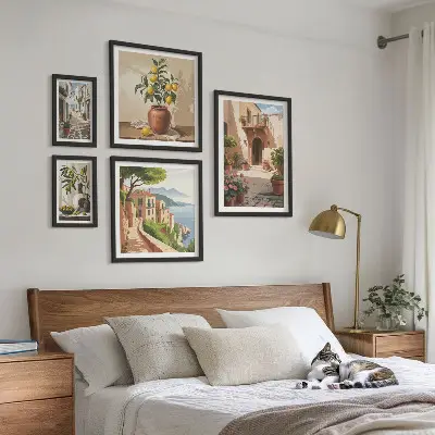 Framed photo set Streets flowers Mediterranean style