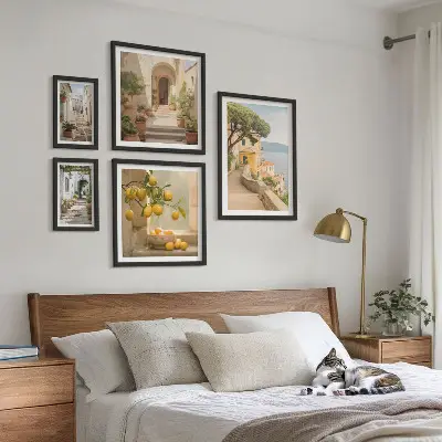 Charming streets of seafood framed photo set
