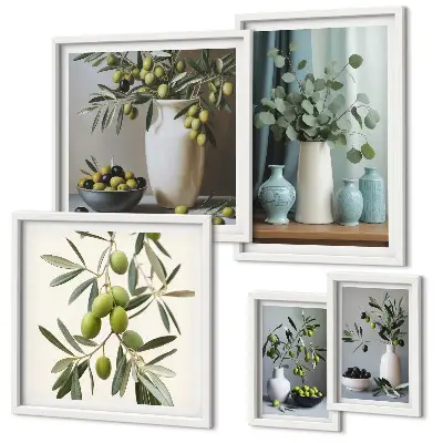 Gallery wall Green olives in a vase decorations