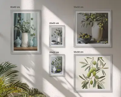 Gallery wall Green olives in a vase decorations