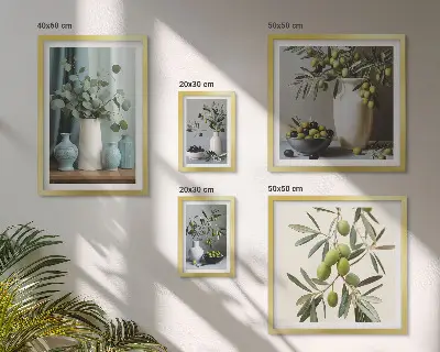 Gallery wall Green olives in a vase decorations