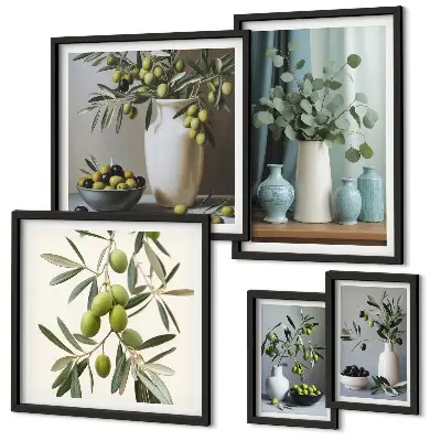 Gallery wall Green olives in a vase decorations
