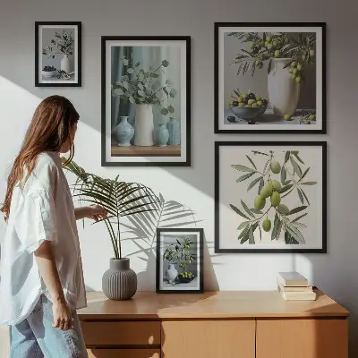 Gallery wall Green olives in a vase decorations