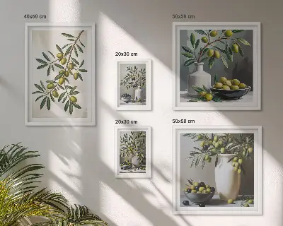 5-piece rustic wall art set with olive green accents
