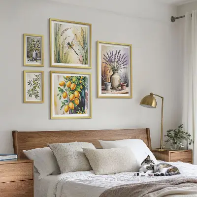 Gallery wall Floral Lemon Olives Rustic
