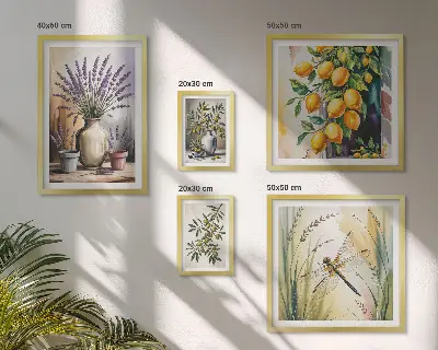 Gallery wall Floral Lemon Olives Rustic