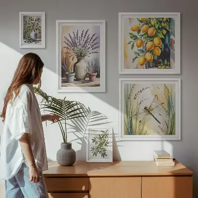 Gallery wall Floral Lemon Olives Rustic