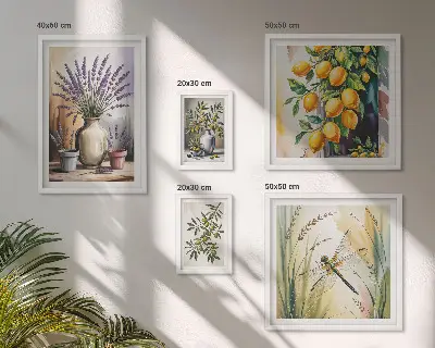 Gallery wall Floral Lemon Olives Rustic