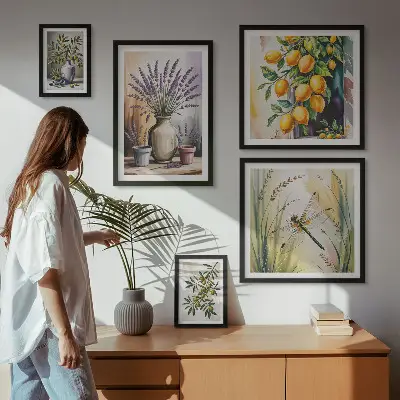 Gallery wall Floral Lemon Olives Rustic
