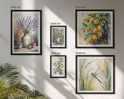 Gallery wall Floral Lemon Olives Rustic