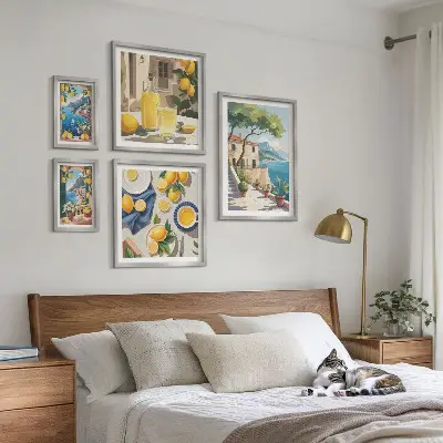 Lemons with a picturesque view framed photo set