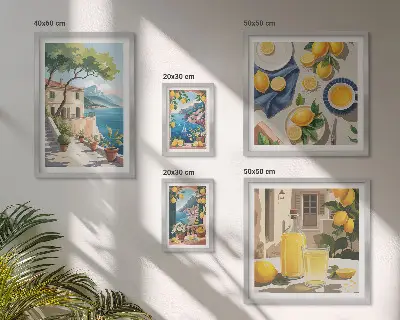 Lemons with a picturesque view framed photo set
