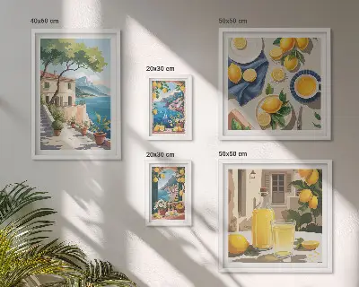 Lemons with a picturesque view framed photo set