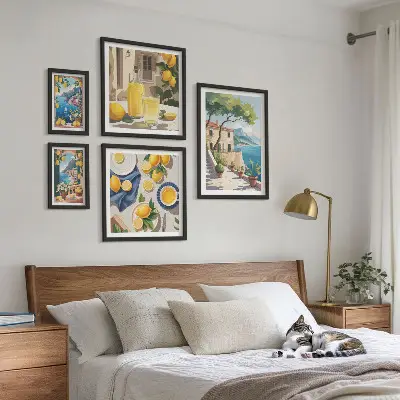 Lemons with a picturesque view framed photo set