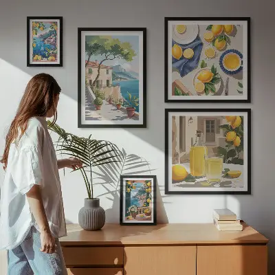 Lemons with a picturesque view framed photo set