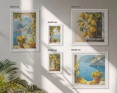 Lemon accents Provence sea wall art set of 5 pieces