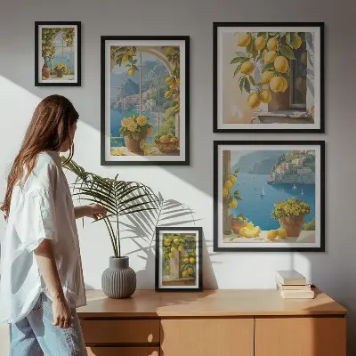 Lemon accents Provence sea wall art set of 5 pieces
