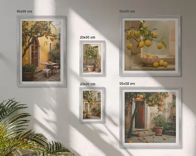 Framed photo set Citrus fruits in the garden