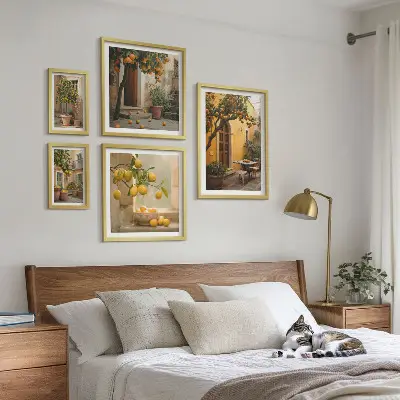 Framed photo set Citrus fruits in the garden
