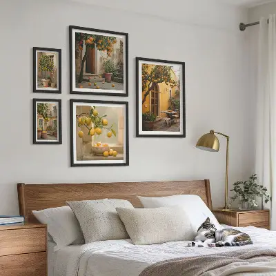 Framed photo set Citrus fruits in the garden