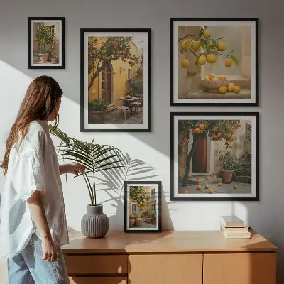 Framed photo set Citrus fruits in the garden