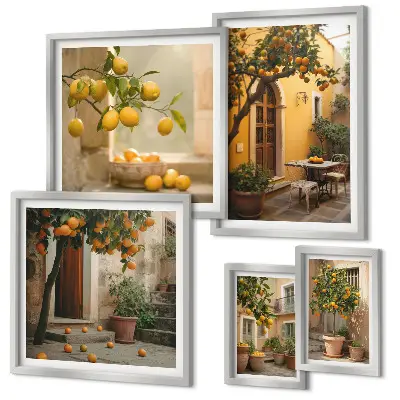 Citrus fruits in the garden framed photo set