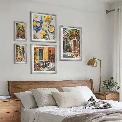 Set of 5 wall art pieces Citrus fruits in gardens