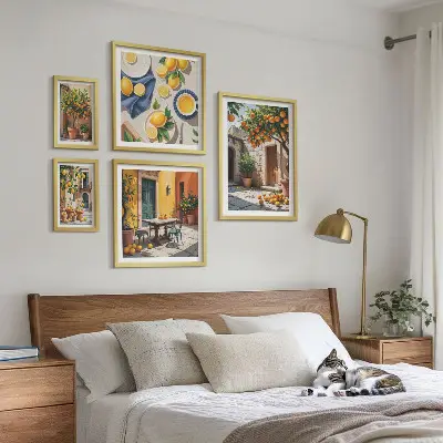 Set of 5 wall art pieces Citrus fruits in gardens