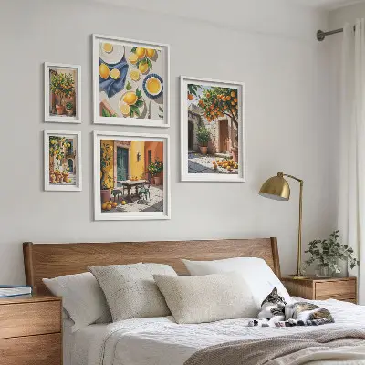 Set of 5 wall art pieces Citrus fruits in gardens
