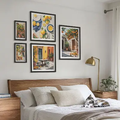Set of 5 wall art pieces Citrus fruits in gardens