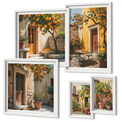 Framed photo set Citrus fruits in gardens